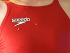 赤いSPEEDO社競泳水着にザーメンぶっかけ！
